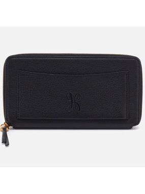 Hobo Hart Black Leather Zip Wallet with Front Pocket